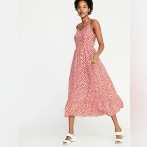 EUC Old Navy Fit & Flare Floral Cami Midi Dress - Red Ditsy - Size M